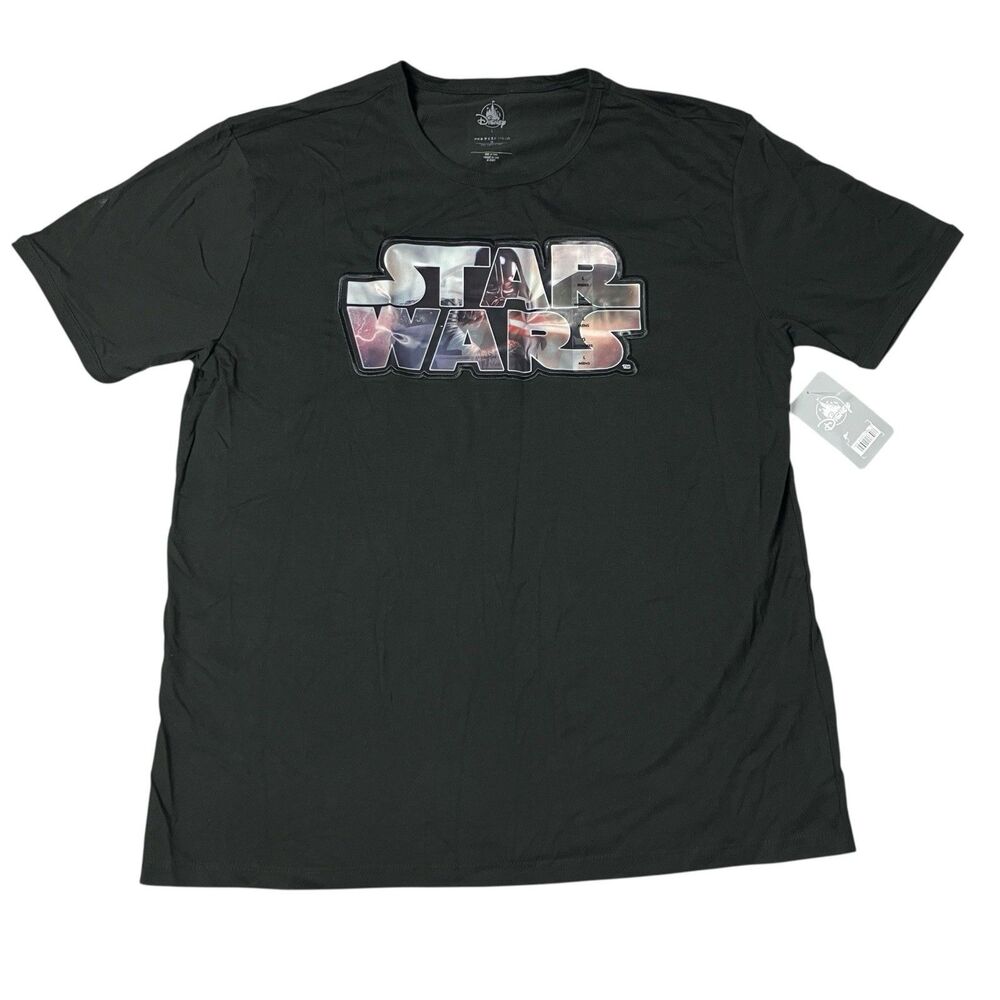 Disney Star Wars T Shirt Mens L Black 3D Lenticular Graphic Logo Movie Tee‎ NWT